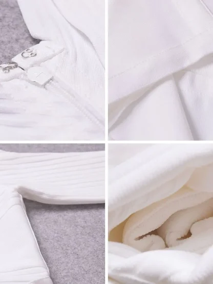 White V-neck Cold Shoulder Dress - Image 6