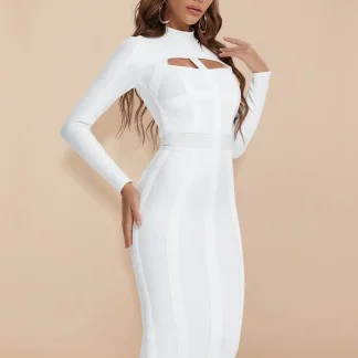 White Cocktail Dress With Sleeves