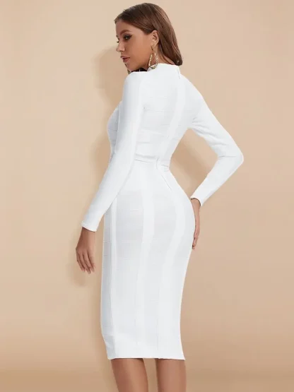 White Long Sleeve Cocktail Dress - Image 3