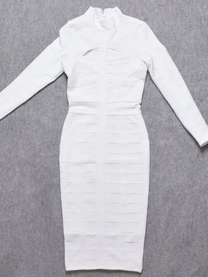 White Long Sleeve Cocktail Dress - Image 4