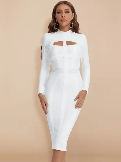 White Long Sleeve Cocktail Dress
