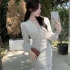 Elegant Ruffles Folds White Dress - Image 6