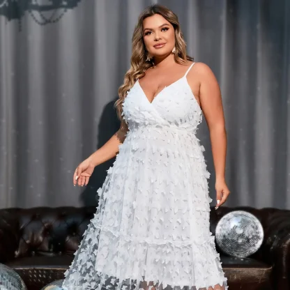 Plus Size V-neck High-waist Dress - Image 2