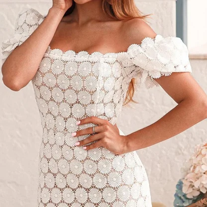 Hollow Out Petal Sleeve Dress - Image 2
