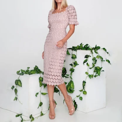 Hollow Out Petal Sleeve Dress - Image 4