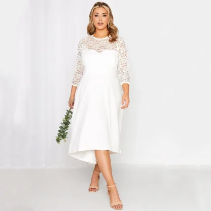Plus Size 3/4 Lace Wedding Dress