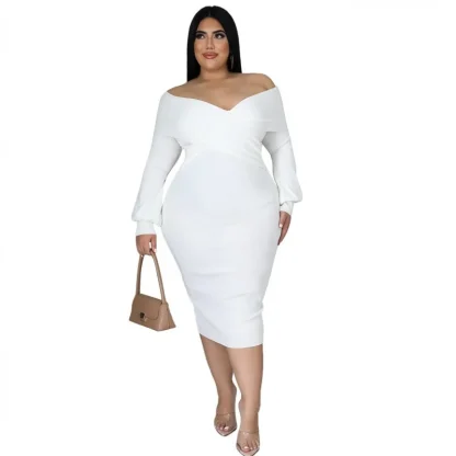 Plus Size V-neck Midi Dress