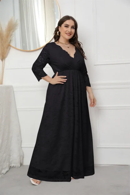 White V-Neck Lace Long Dress - Image 6