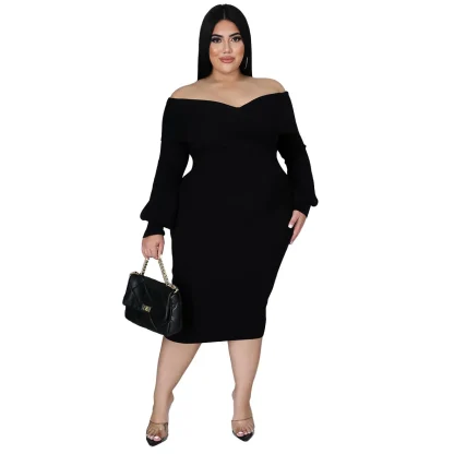 Plus Size V-neck Midi Dress - Image 4