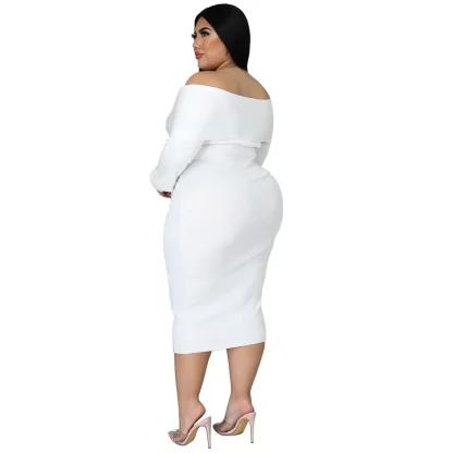 Plus Size V-neck Midi Dress - Image 3
