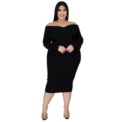 Plus Size V-neck Midi Dress - Image 5