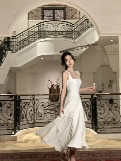 Elegant Square Neck Ruffle Dress - Image 7