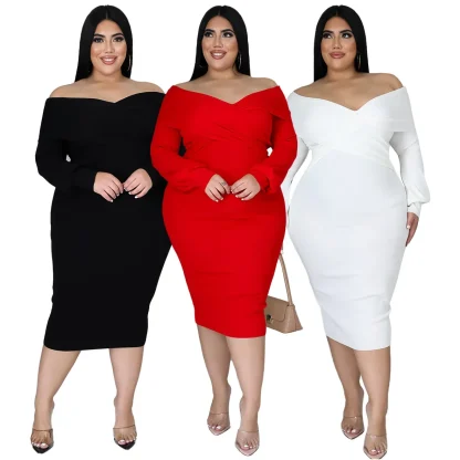 Plus Size V-neck Midi Dress - Image 7