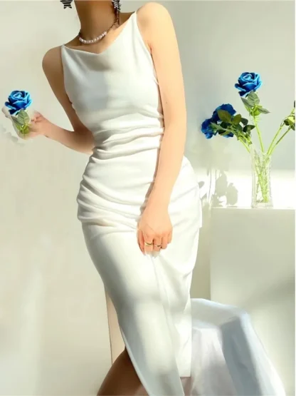 Elegant Sabrina Neckline White Dress