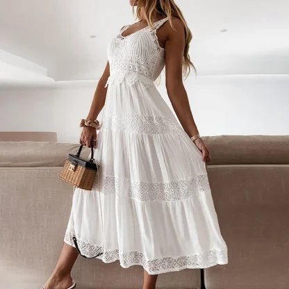 White Hollow Lace Tunic Dress - Image 2