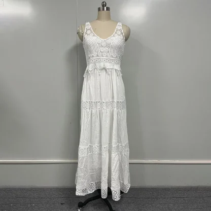 White Hollow Lace Tunic Dress - Image 4