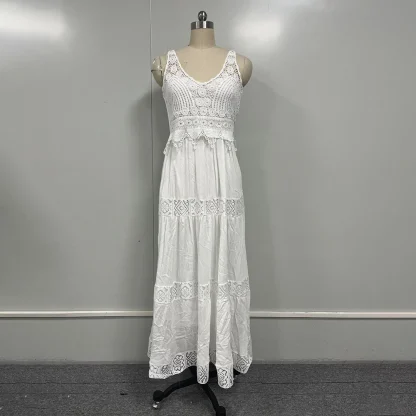 White Hollow Lace Tunic Dress - Image 5