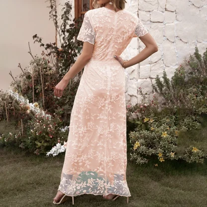 White V-neck Lace Maxi Dress - Image 6