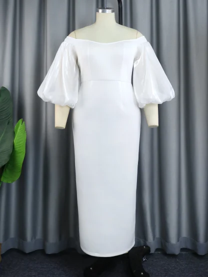 Off Shoulder Lantern Sleeve Dress - Image 2