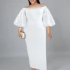 Off Shoulder Lantern Sleeve Dress