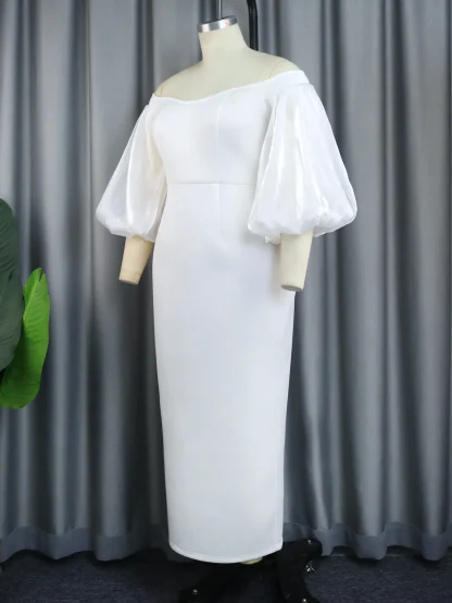 Off Shoulder Lantern Sleeve Dress - Image 3