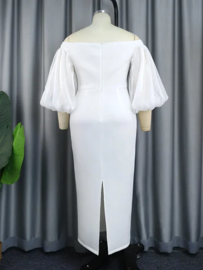 Off Shoulder Lantern Sleeve Dress - Image 4