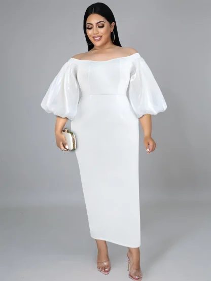 Off Shoulder Lantern Sleeve Dress