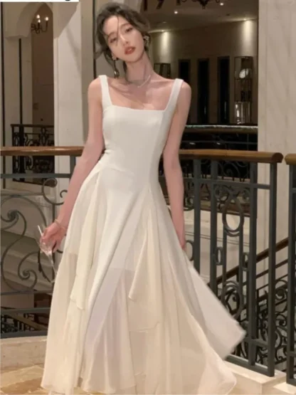 Elegant Square Neck Ruffle Dress - Image 2