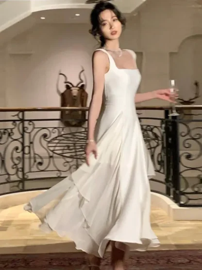 Elegant Square Neck Ruffle Dress - Image 3