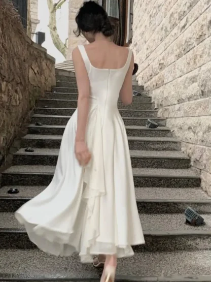 Elegant Square Neck Ruffle Dress - Image 4