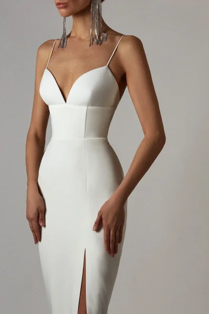 V-neck High Thigh Slit Maxi Dresses - Image 3