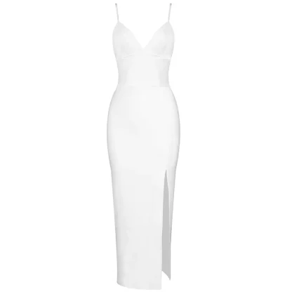 V-neck High Thigh Slit Maxi Dresses - Image 4