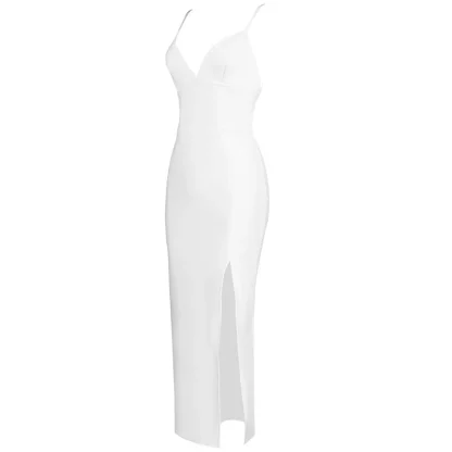 V-neck High Thigh Slit Maxi Dresses - Image 5