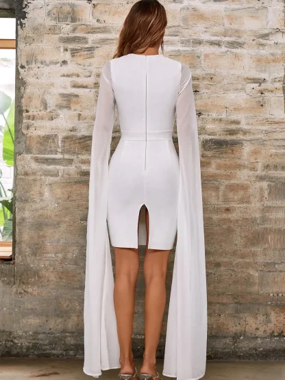 Tie Waist Long Mesh Sleeve Dresses - Image 6