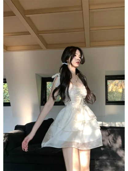 Tiered Ruffle White Dress - Image 3