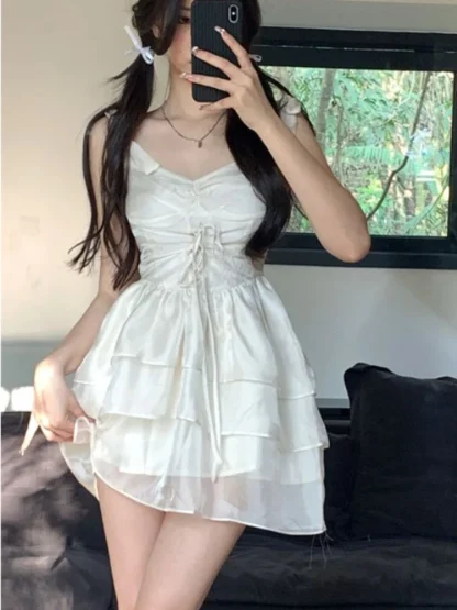 Tiered Ruffle White Dress