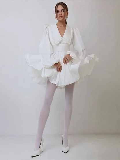 Elegant Chic Vintage-style White Dress - Image 2