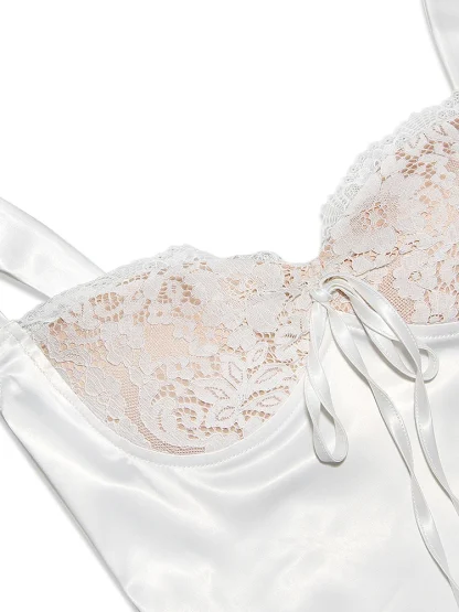 Elegant Chest Lace White Dress - Image 6