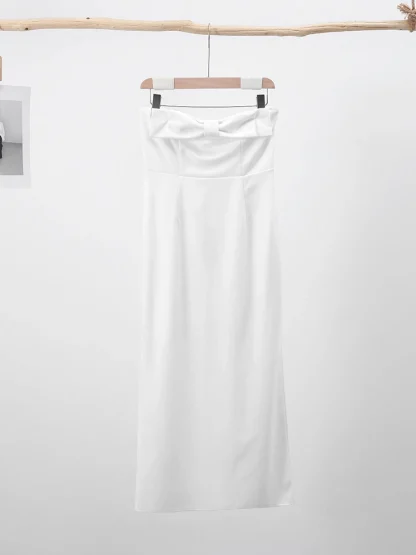 Sexy Bow Strapless White Dress - Image 5