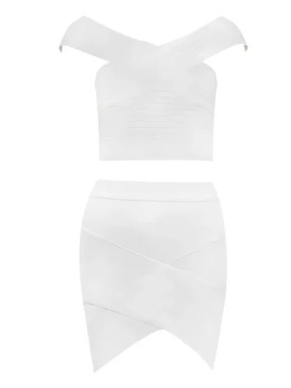 Bandage Off-shoulder Dress Set - Image 3