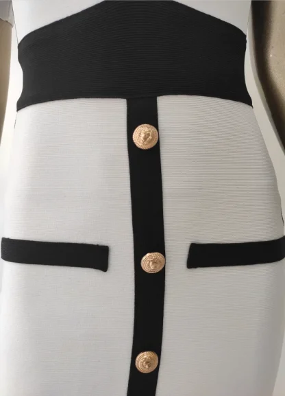 V-neck Bandage Color Block Dress - Image 6