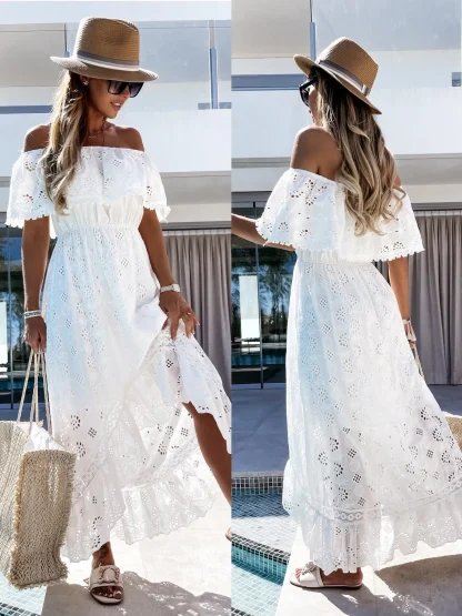 Off Shoulder Lace Maxi Dress - Image 7