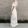 V-neck Lace White Maxi Dress - Image 4