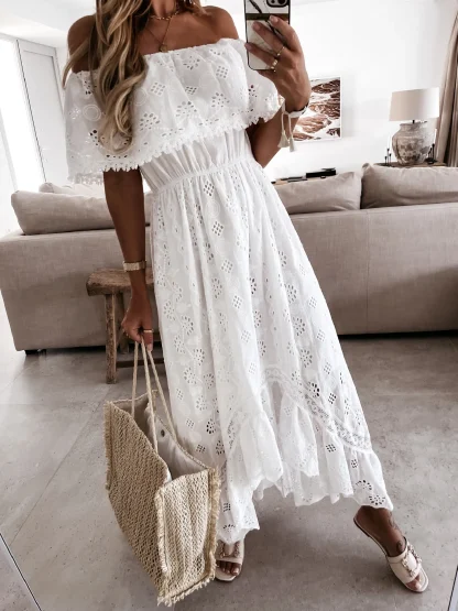 Off Shoulder Lace Maxi Dress - Image 2