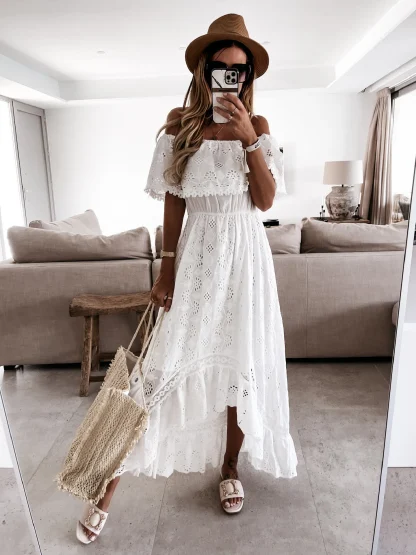 Off Shoulder Lace Maxi Dress - Image 3