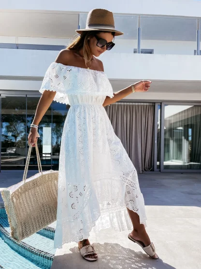 Off Shoulder Lace Maxi Dress - Image 5