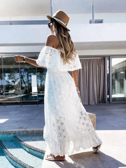 Off Shoulder Lace Maxi Dress - Image 6