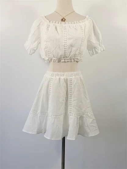 Off Shoulder White Dress Set - Image 4