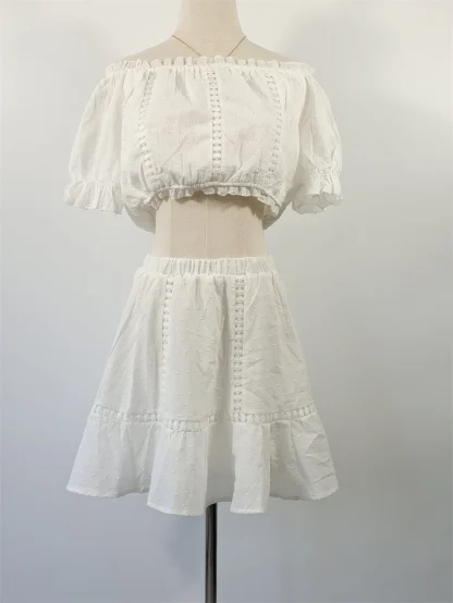 Off Shoulder White Dress Set - Image 5