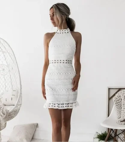 Hollow Out Sexy White Dress